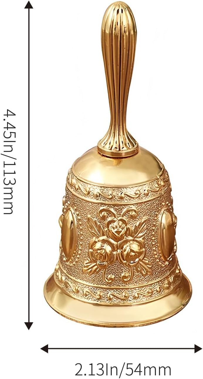ARKLOID 1 Pack Vintage Hand Bell for Wedding,Dinner,Gift (Gold) - Image 1